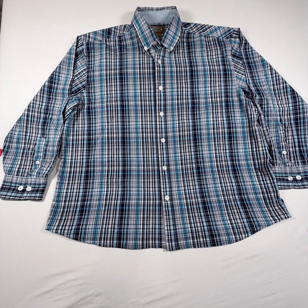 C.E. Schmidt Workwear Shirt Mens XXL Blue Plaid Cotton Button Up‎ Work